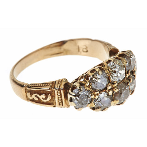 VINTAGE VICTORIAN STYLE 2.00CT. DIAMOND & 18KT YELLOW GOLD CLUSTER RING