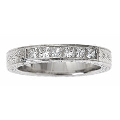 Art Deco Style Diamond & Platinum Wedding Band