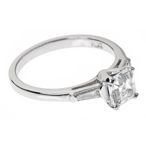 1.12 TOTAL CARAT WEIGHT DIAMOND AND PLATINUM ENGAGEMENT RING WITH A GIA 0.92CT ASSCHER CENTER DIAMOND F COLOR VVS1 CLARITY
